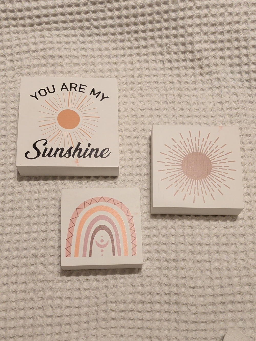 Set of 3 Pastel Sun & Rainbow Wall Blocks